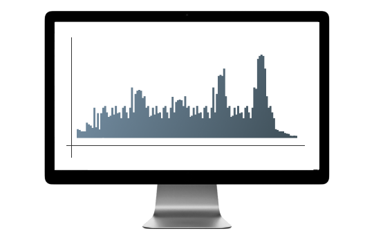 computer with a bar graph